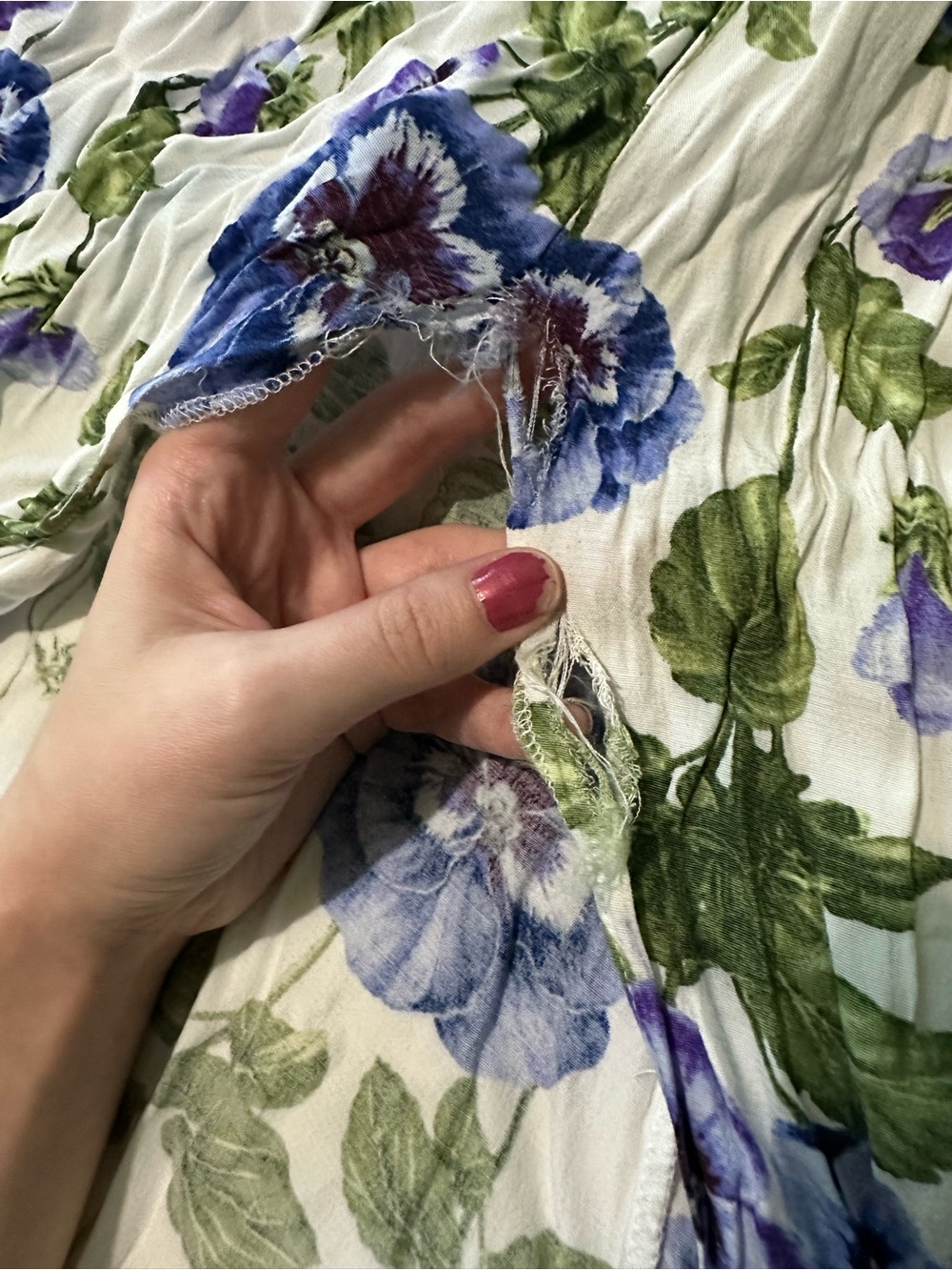Forever 21 White & Purple/Blue Flower Maxi Dress